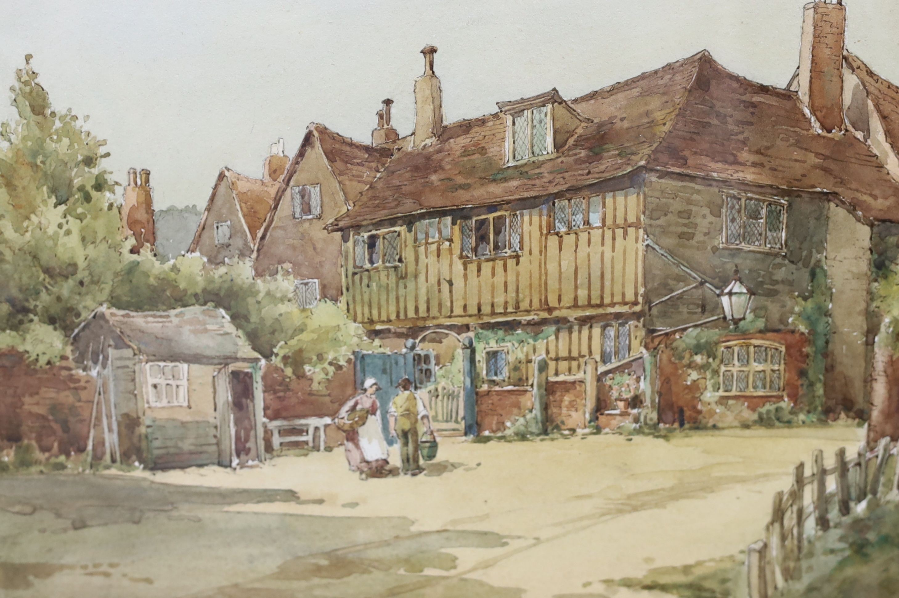 George Goodall - two watercolours, The George Inn, Huntingdon and The Mermaid Inn, Rye, signed, 21 x 30cm